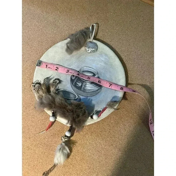 Hand painted Leather Dreamcatcher Fur - Picture 8 of 8